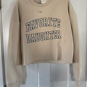 Favorite Daughter Beige Crew Neck Sweater